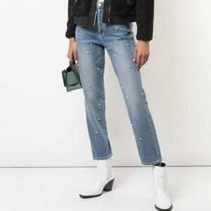 Mcguire Mrs Robinson Oh You Fancy Pearl Embellished Straight Leg Jeans